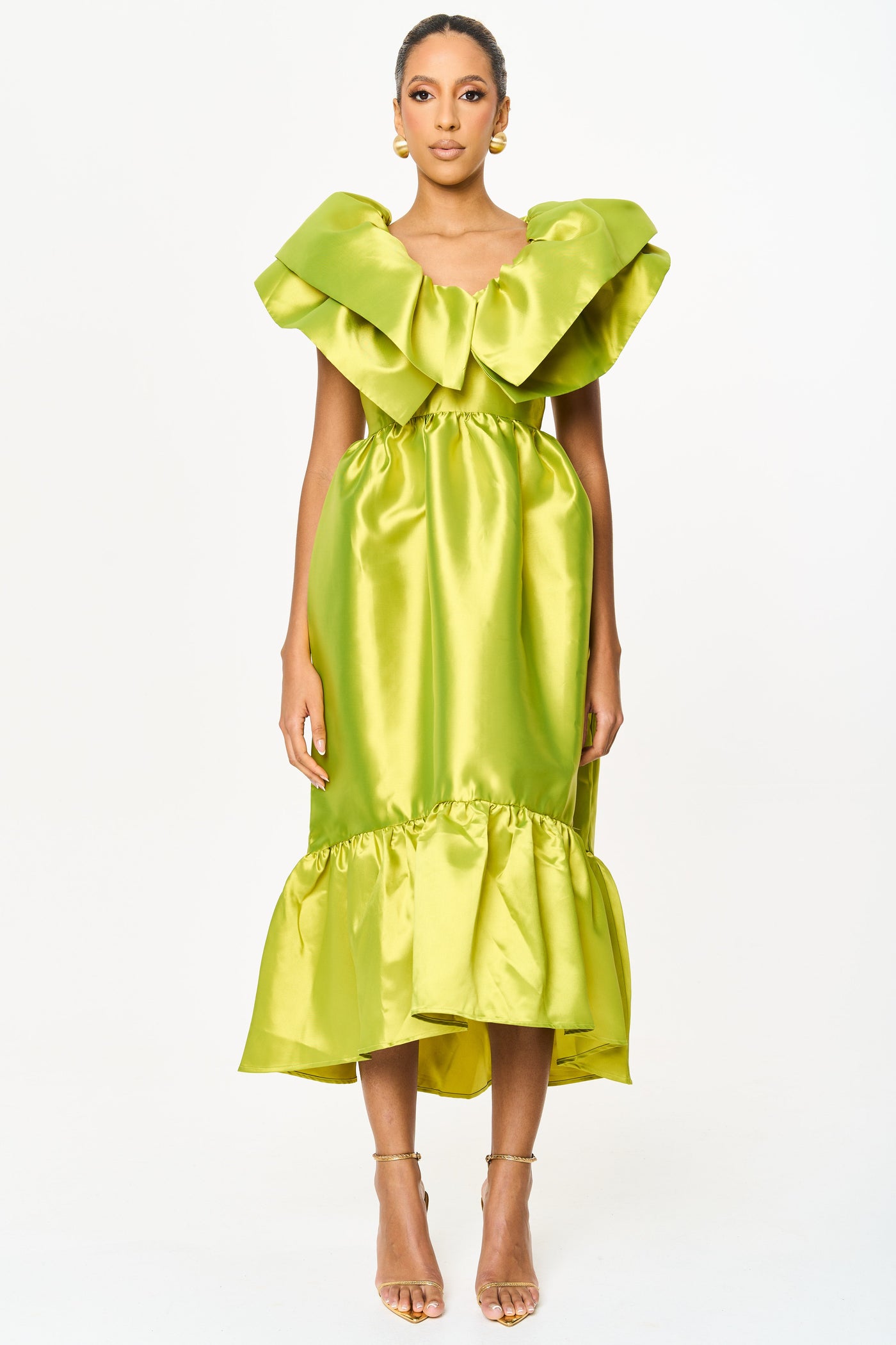 Sample Moyo Green A line Midi Pocket Dress