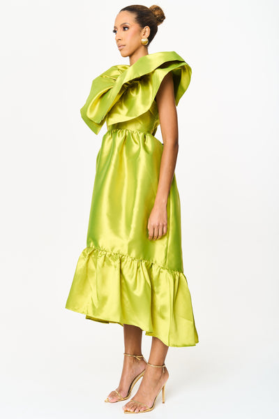 Sample Moyo Green A line Midi Pocket Dress