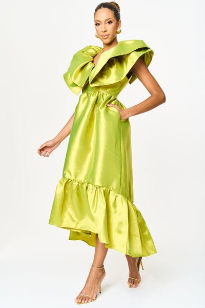 Sample Moyo Green A line Midi Pocket Dress