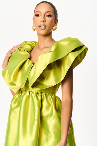 Sample Moyo Green A line Midi Pocket Dress