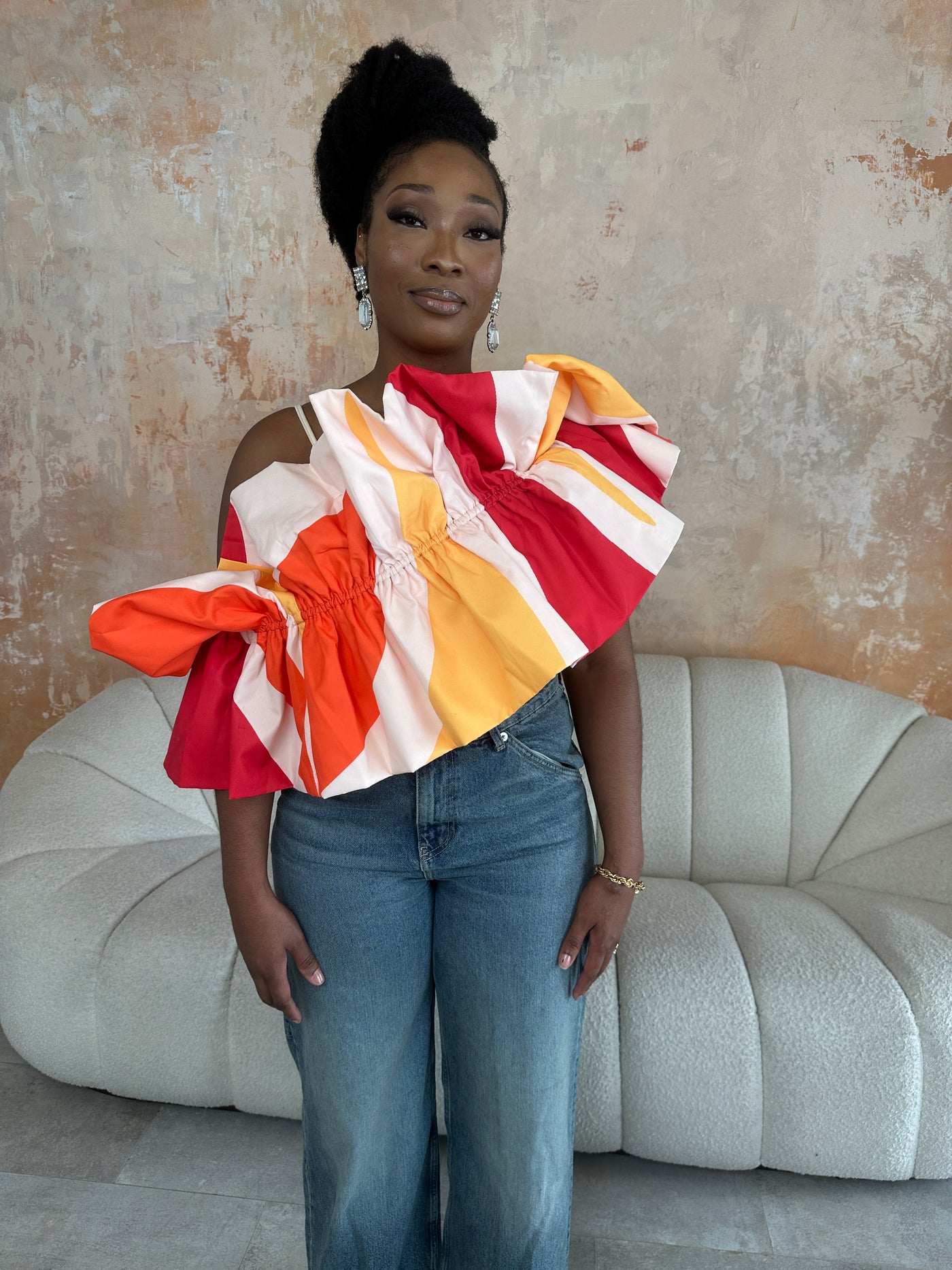 Printed Fifi Top 3.0 - Striking Gathered Volume Top