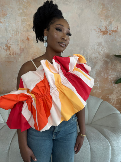 Printed Fifi Top 3.0 - Striking Gathered Volume Top