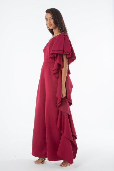 SAMPLE Didi Off Shoulder Ruffle Jumpsuit Was £120