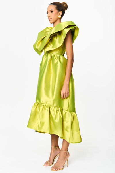 Moyo Green A line Midi Pocket Dress