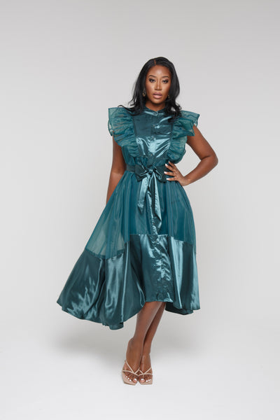 Seshe Dress- Flowy Exaggerated Sleeves Midi Dress