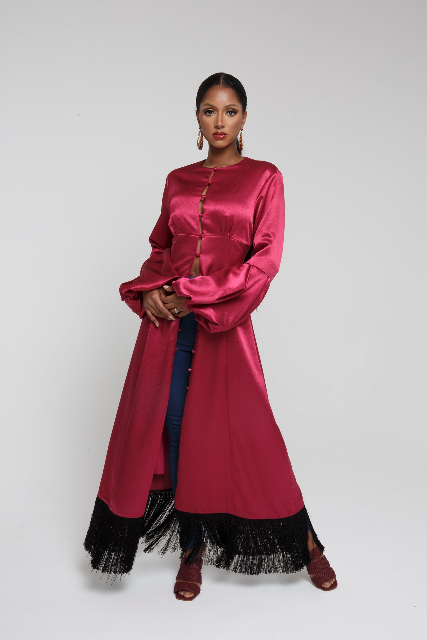 Della Kimono- Metallic Silk Fringe Kimono
