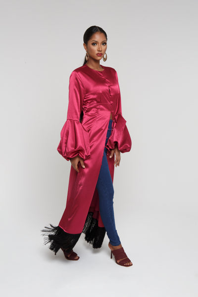 Della Kimono- Metallic Silk Fringe Kimono