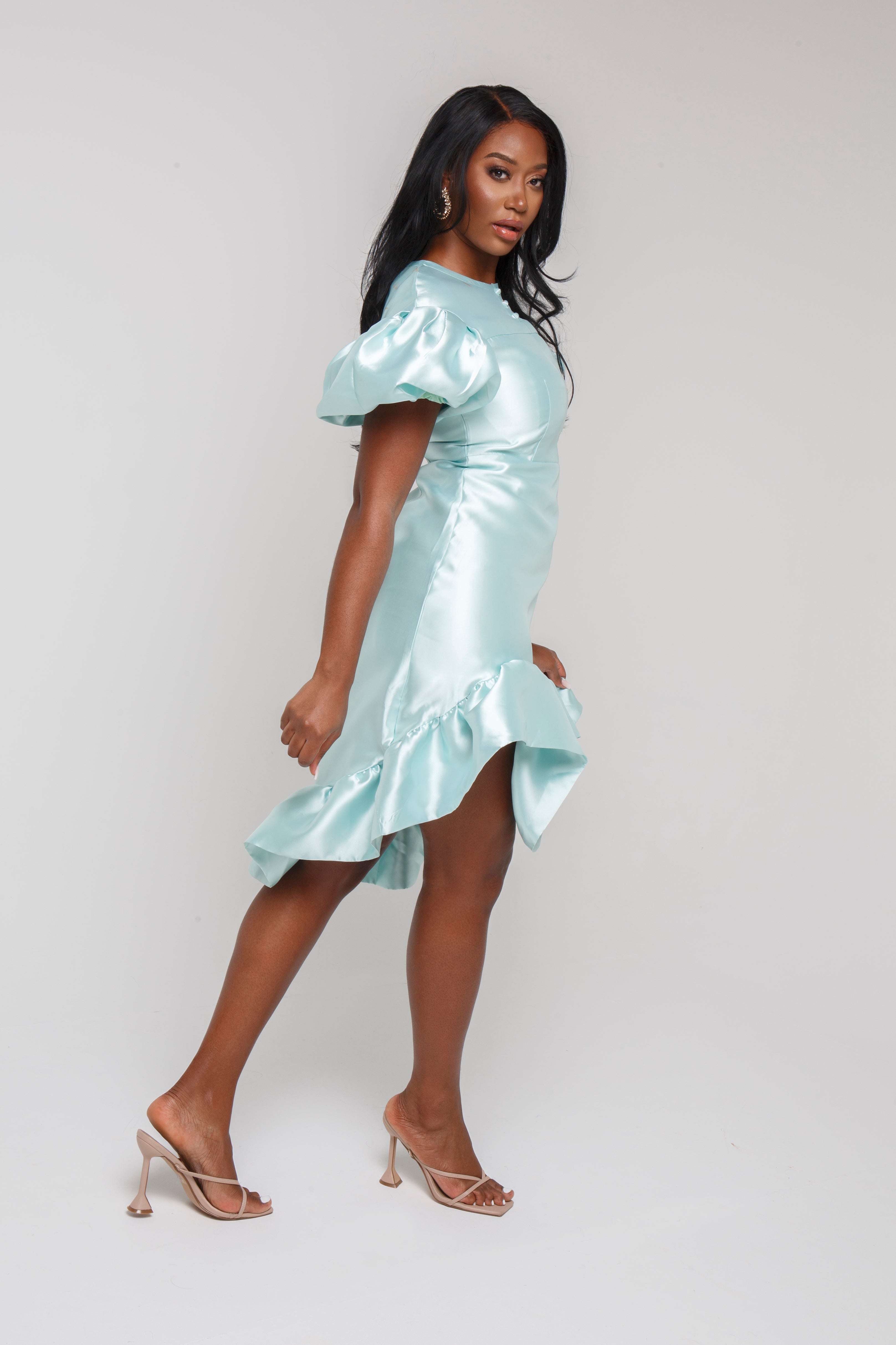 Ruffle hem dress midi cheap