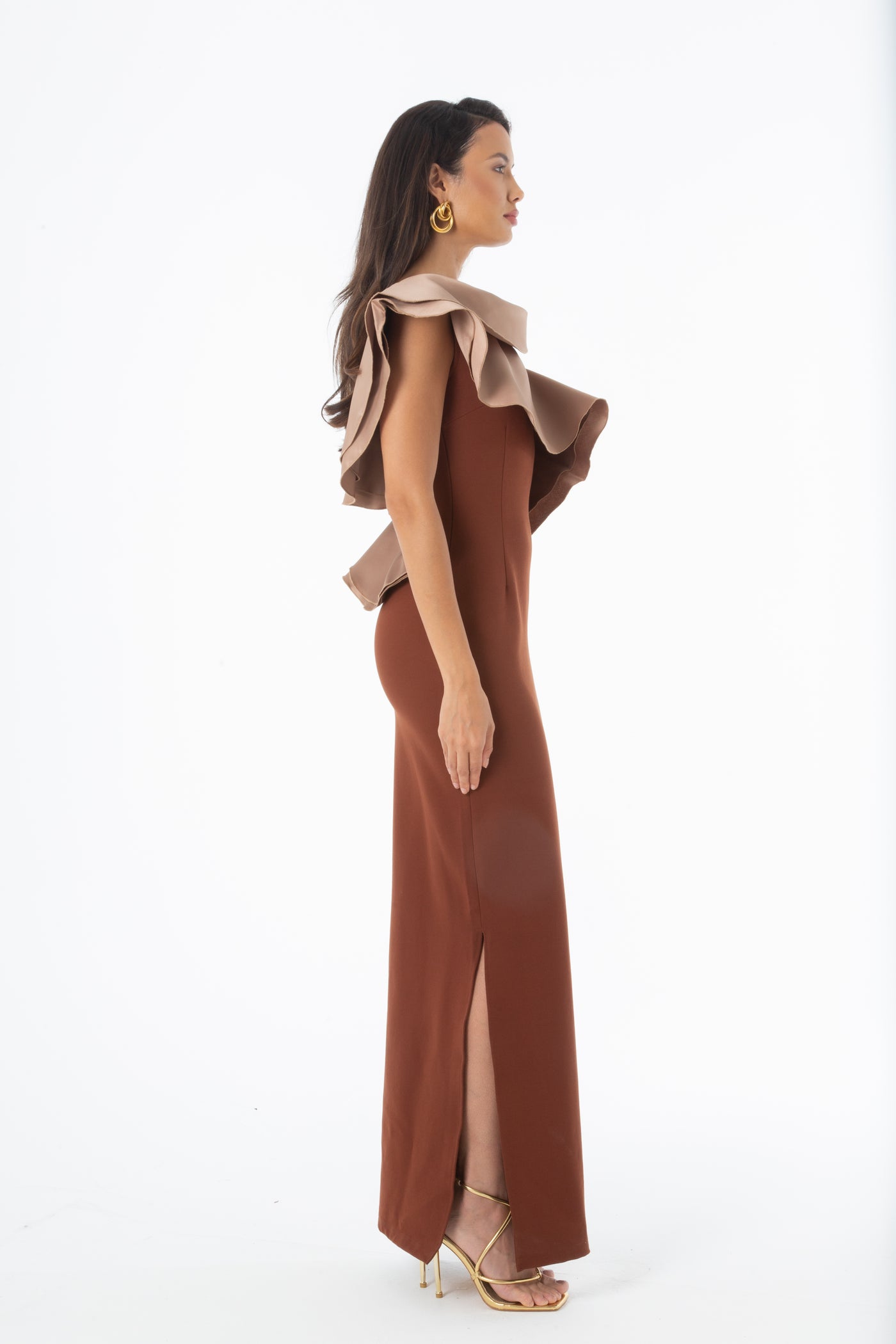 Keira Frilly Fitted Maxi Dress